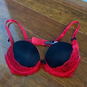 Adore Me 34B Black & Red Bra LIKE NEW
